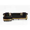 thumbnail image 6 of Gold Tufted Upholstered Sectional Sofa with Black Wood Legs | Walmart US, 6 of 8