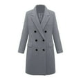 thumbnail image 2 of GXIPO Long Wool Coats for Women Plus Size Casual Formal Work Winter Coat Single Breasted Notch Collar Trench Coat Outerwear Gray 5XL, 2 of 4