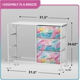 thumbnail image 3 of YYEAN Dresser with 6 Drawers - Storage Chest Organizer Nightstand - Steel Frame, Wood Top, Tie-Dye Fabric Bins for Clothes - Wide Furniture for Bedroom, Hallway, Nursery, Closet, & Apartment-, 3 of 12