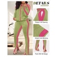thumbnail image 3 of Women's 2 Piece Tracksuit Set Sexy Cold Shoulder Full Zip Jacket and Split Hem Jogger Pants Outfits S-2XL, 3 of 8