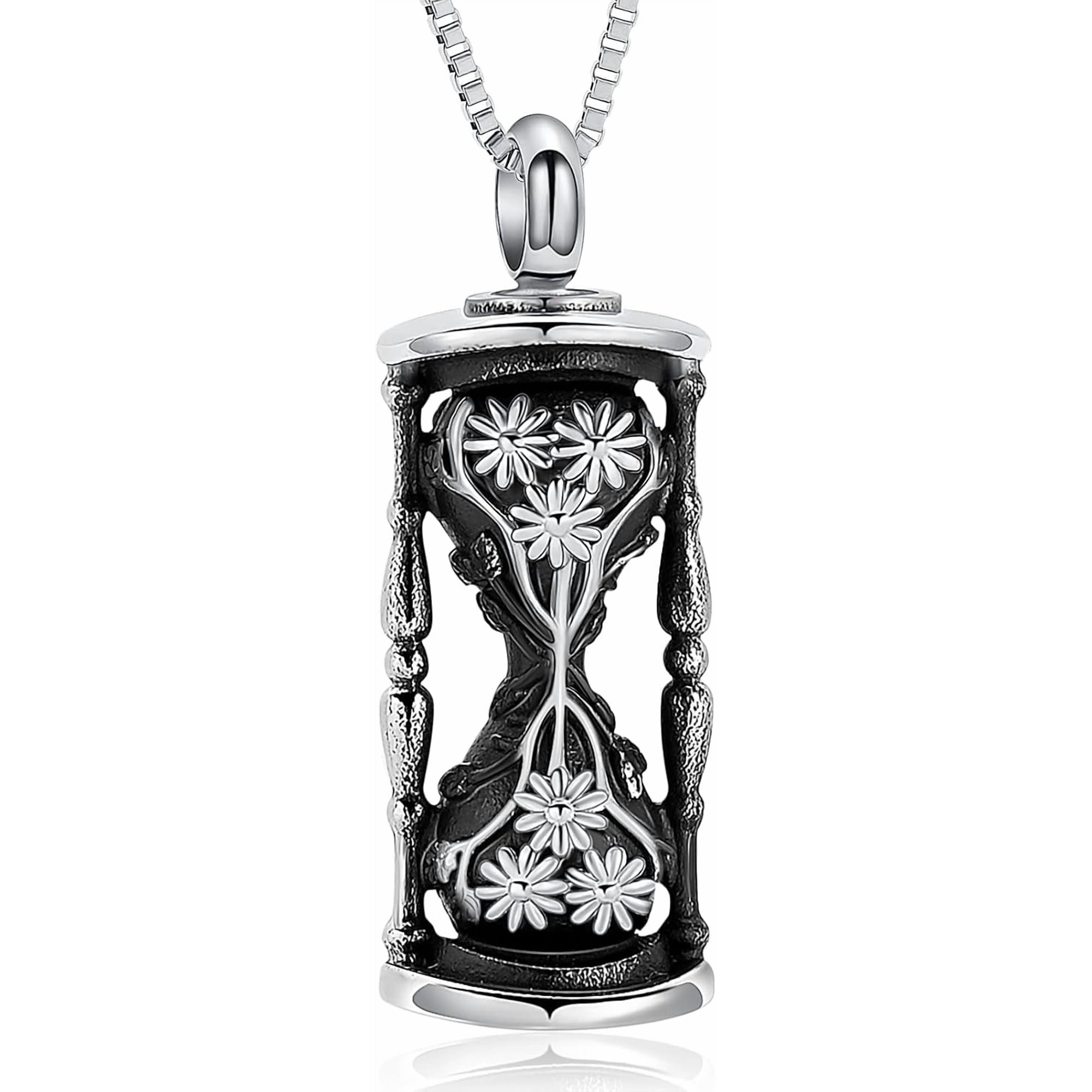 Hourglass Cremation Jewelry for Ashes Container Vial Urn Necklace Pendant Stainless Steel Sunflower Human Pet Memorial Jewelry for Ashes Cremation Keepsake Pendant for Men Women