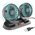 thumbnail image 1 of Dual-Head 12V/24V USB Car Fan for Trucks RVs - 2-Speed Adjustable, 360° Rotatable Multi-Angle Cooling, ABS Material with Encrypted Grid, Compact 8.7" Portable Vehicle Fan for Summer Heat Dissipation, 1 of 7
