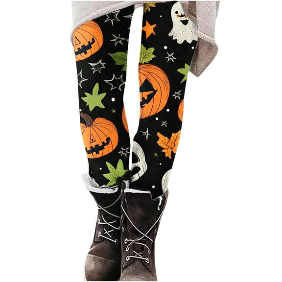 Womens Halloween Leggings High Waist Print Stretchy Soft Comfy Cycling Workout Sports Yoga Casual Pants (XL, Multicolor)