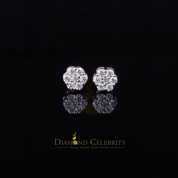 Diamond Celebrity's Men's/Womens 925 Silver White 0.25ct VVS 'D' Moissanite Floral Stud Earrings