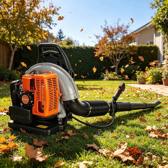 SHUO Y - 63cc 2-Stroke Backpack Gas Leaf Blower, 665 CFM 3HP Powerful Gas Powered Blower for Lawn & Yard Cleaning (Grey)