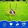 thumbnail image 7 of 440lbs Swing Set-43" Saucer Tree Swing&71" High A Frame Swing Stand Heavy Duty,All Weather Resistance,Durable&Sturdy Textiline &Powder-Coated Tubes,Suit Kids Backyard Outdoor, 7 of 7