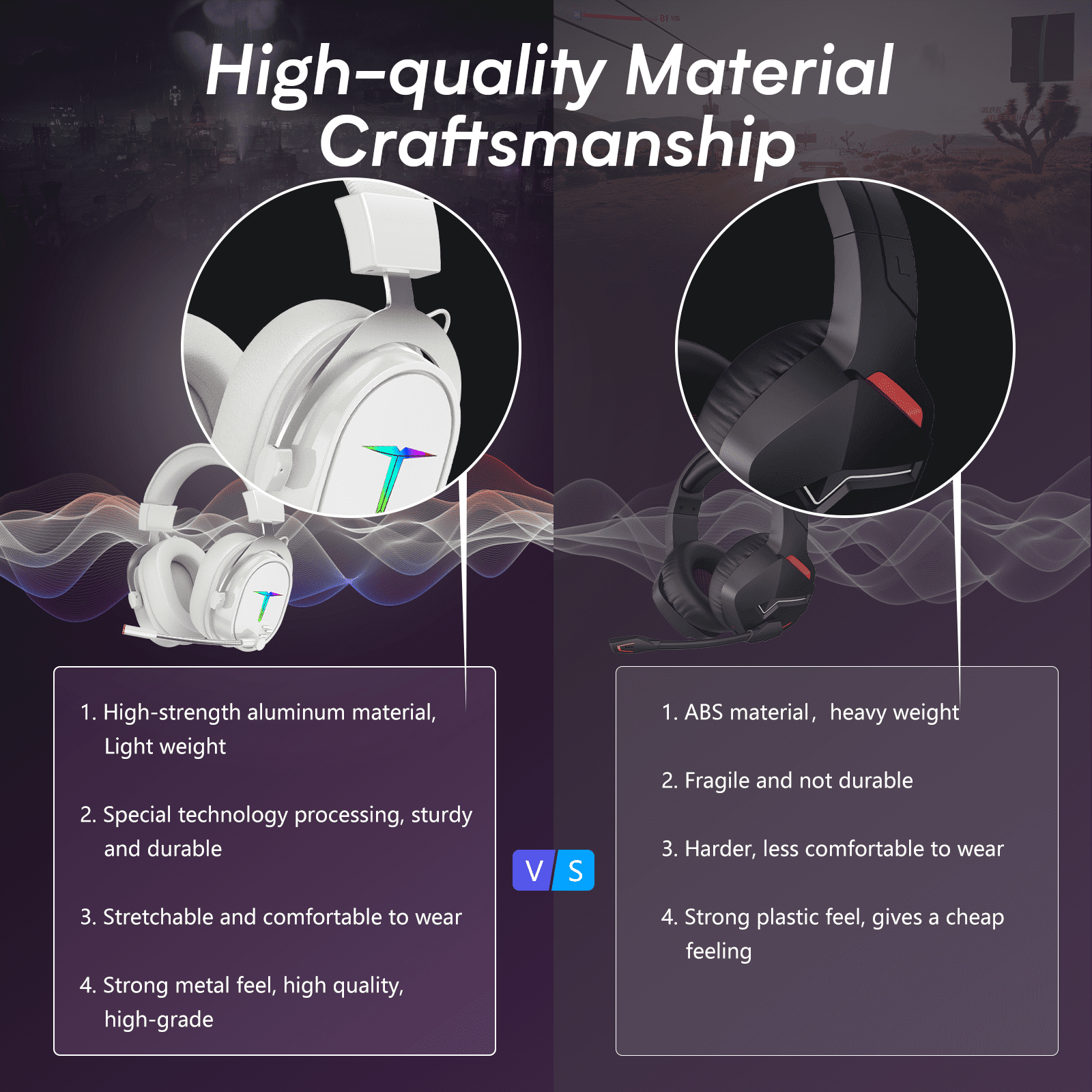 UHM Gaming Headset Wireless for PS5/PS4/PC/ Nintendo Switch,Over Ear 2.4G/Bluetooth Gaming Headphones with Noise-Canceling Microphone, 7.1 Surround Sound, 3.5mm Wired Mode for Xbox Series,White