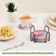 thumbnail image 6 of 6 Pcs Drink Coasters with Holder 3.94in Woven Coasters for Drinks Pink and Blue Tie-dye Pattern Coaster Set for Protection Table, 6 of 7