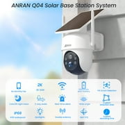 ANRAN 2K/4MP Solar Security Camera with Base Station, Spotlight, Expandable Local Storage, No Monthly Fee, 360° View Wireless Outdoor Camera, Waterproof PIR Detection, Home Surveillance System Camera