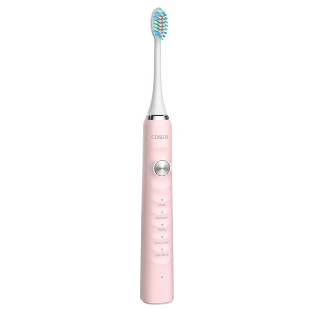 BRIGHTFUFU Cepillo de dientes eléctrico sónico COSLUS para un cuidado bucal eficaz con cabezales de repuesto y estuche de viaje.