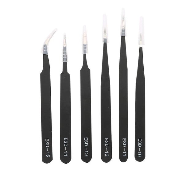 Pinzas de Precisión Acero Inoxidable 6 Piezas para Manualidades, Joyería y Electrónica
