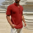 thumbnail image 4 of HaiMao Men's Henley Shirts Short Sleeve Casual Basic Tee Summer Button Henley Soild T Shirts Red-A XL(XL), 4 of 8