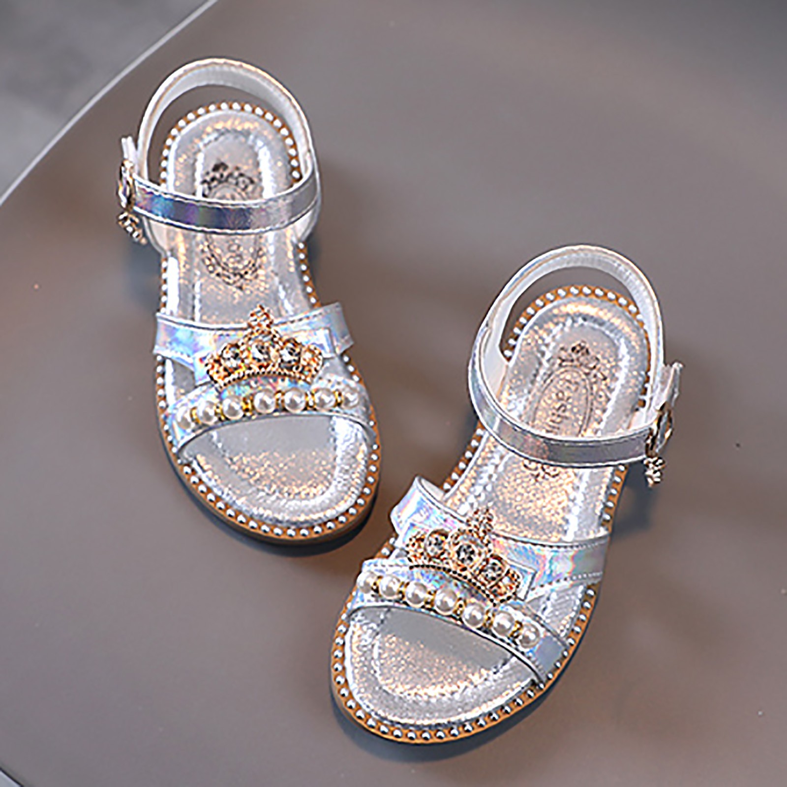 Girls' Summer Casual Pearl Beach Wear Fashion Princess Flat Shoes ...