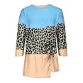 thumbnail image 3 of Qertyioot Femmes Mode Été Décontracté Imprimé Col Rond T-shirt Ample Hauts Blouse Chandail, 3 of 5