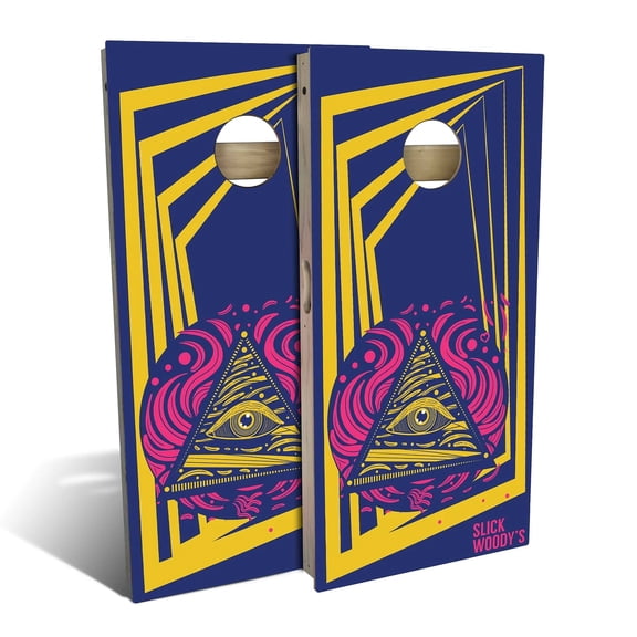 Skip's Garage | 70s Seeing Eye Cornhole Board Set | Includes Boards & Bags | Choose Your Size & Accessories