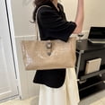 thumbnail image 3 of Bolso de hombro con patrón de piedra para mujer Bolso de mano de gran capacidad de cuero PU (Caqui), 3 of 3