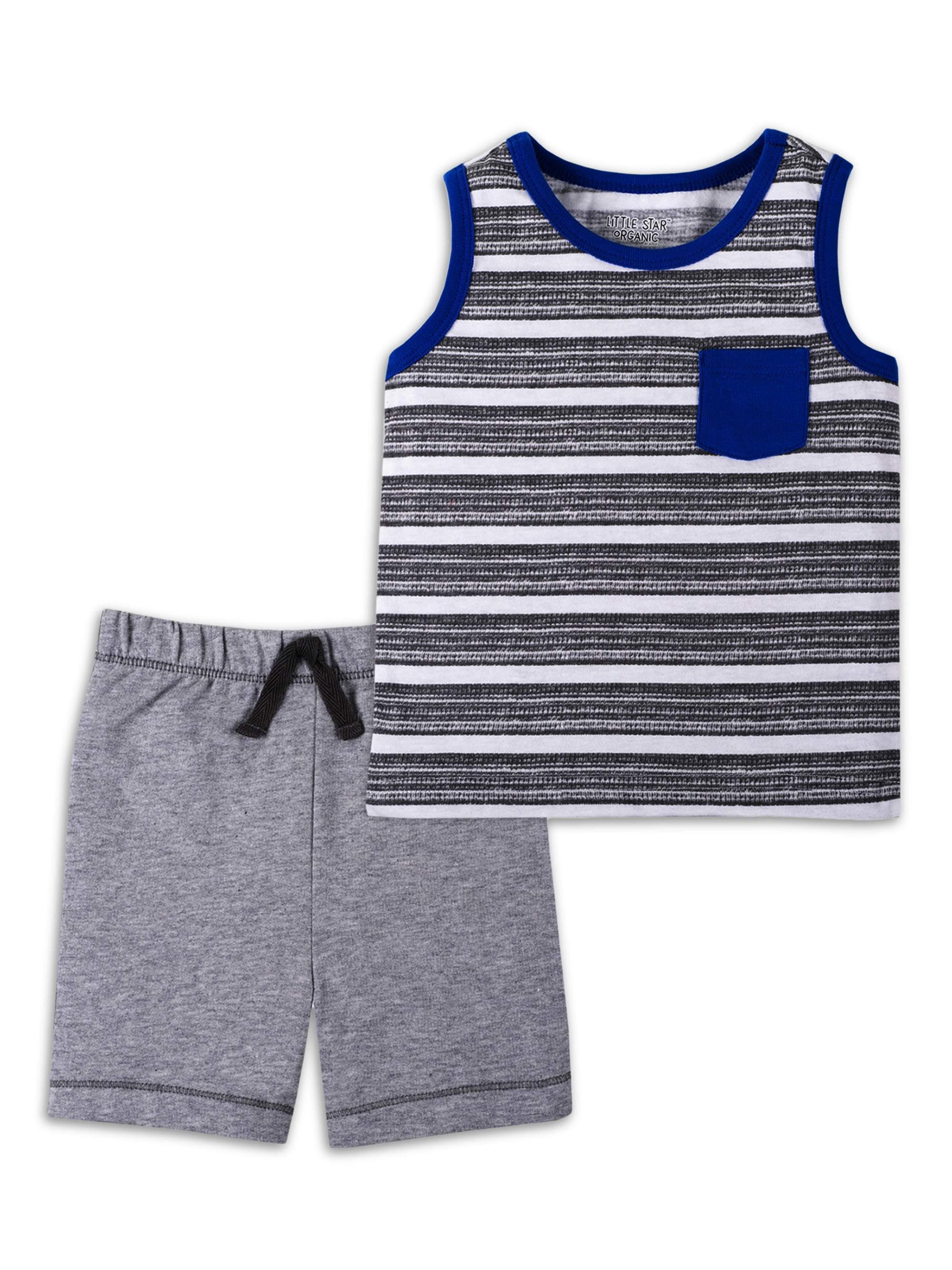Little Star Organic Baby Toddler Boy Tank Top & Shorts, 2pc Outfit Set