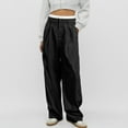 thumbnail image 1 of WILLBEST Pantalones Casuales de Verano para Mujer, con Rayas, Cintura Alta, Patchwork, Bolsillos Colgantes, Pierna Recta, Pantalones de Traje Casuales para Mujer Moderna Mediana, 1 of 7