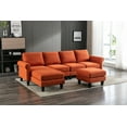 thumbnail image 3 of U-shaped Sectional Sofa, 108.6inch Modular Sectional Couches with Chaise and Ottoman, Modern Linen Fabric Convertible Sofa with Soft Padded Seat for Living Room, Orange, 3 of 7