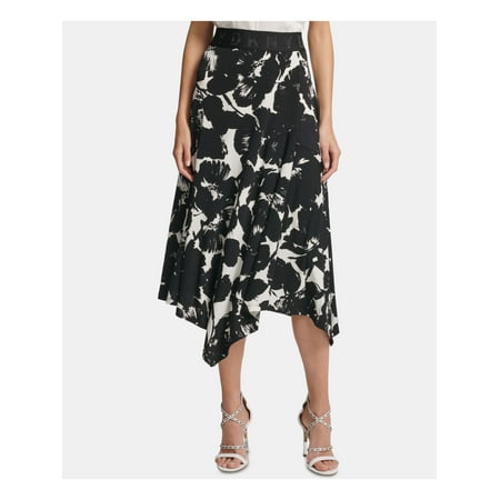 DKNY Womens Black Floral Below The Knee Pleated Party Skirt Size: XL