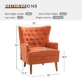 thumbnail image 5 of Wingback Accent Chair, Tina's Home Upholstered Button Tufted Armchair Nailhead Trim Wood Leg Orange, 5 of 7