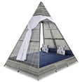thumbnail image 5 of Outdoor Patio Daybed with Adjustable Canopy & Cushions, 90.5-Inch Weather-Resistant Wicker Sunbed, Tent-Shape Design for Poolside & Backyard, Blue & Grey, 5 of 9