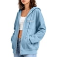 thumbnail image 3 of CBASIHI Womens Zip Up Hoodies with Pockets- Drop Shoulder Casual Trendy Fall Long Sleeve Oversized Sweatshirts Light Blue Size S, 3 of 8