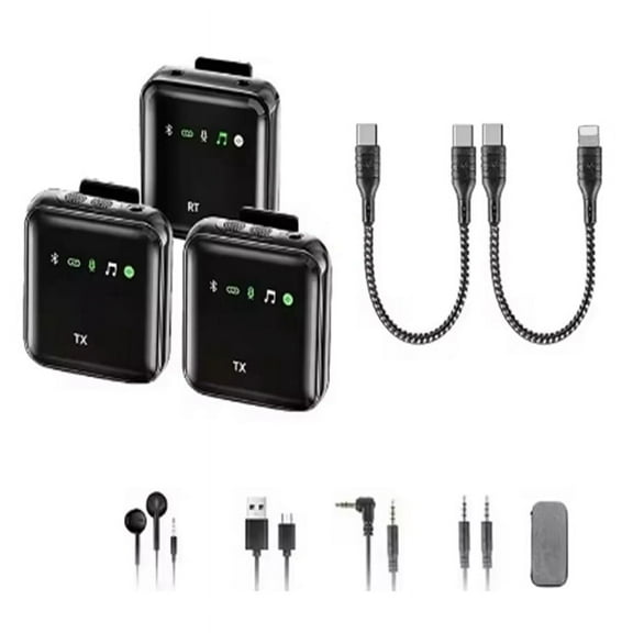 2.4G Wireless Lavalier Microphone System Audio Video Recording Microphone Mini Bluetooth Mic for Android/Camera/Laptop