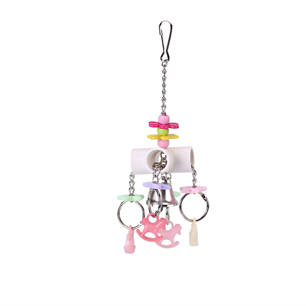 Xirurus Colorful Acrylic Chewing Hanging Toy for Parrots Budgies Cockatiels - Bite-Resistant Bird Cage Accessory for Climbing and Swinging (3.94 x 3.94 x 1.57 inches / 10 x 10 x 4 cm)