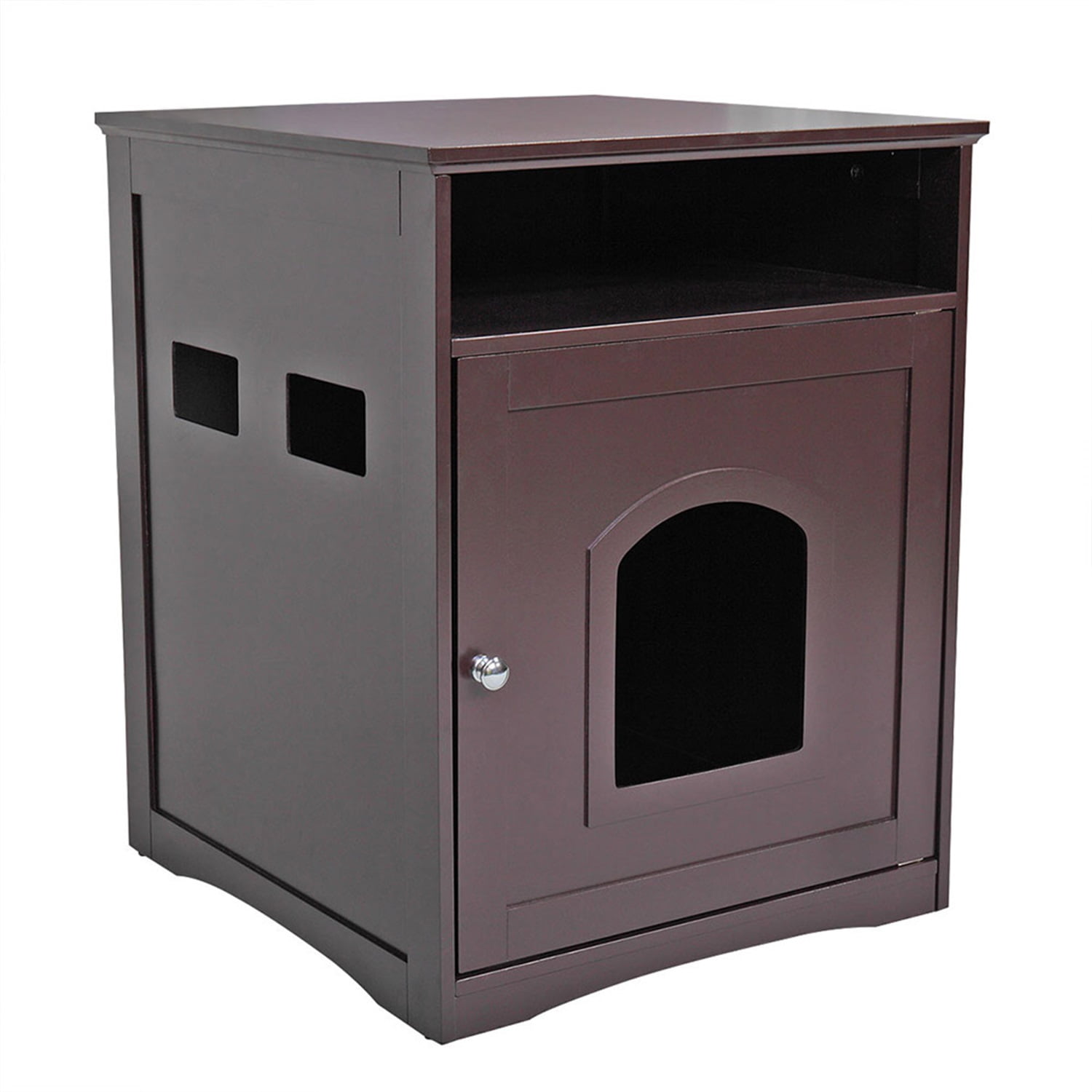 Pefilos 25" Pets Designer Enclosed Cat Litter Box Furniture House with Table, Cat Home Covered Nightstand Cat Washroom Hidden House Enclosure Indoor Kitty Washroom, Brown Pefilos 25" Pets Designer Enclosed Cat Litter Box Furniture House with Table, Cat Home Covered Nightstand Cat Washroom Hidden House Enclosure Indoor Kitty Washroom, Brown