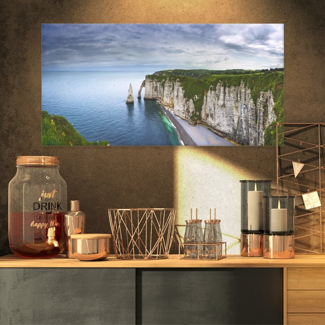 Etretat Aval Cliff and Rocks - Oversized Beach Canvas Artwork