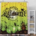 thumbnail image 2 of Happy Halloween Shower Curtains Scary Ghost Night Gothic Castle Flying Witch Spooky Bats Ghost Horrifying Trick or Treat Shower Curtains for Bath Fabric with Hooks 72x84 Inches, 2 of 6