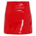 thumbnail image 6 of YiZYiF Womens Latex High Waist Mini Skirt Pu Leather Wet Look Bodycon Skirts for Rave Party Clubwear Red L, 6 of 7