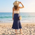 thumbnail image 5 of Long Skirts for Women Comfort Waist Floral A Line Skirts Summer Lightweight Wedding Guest Party Causal Skirts, 2XL, 5 of 8