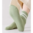 thumbnail image 2 of Womens Athletic Crew Socks 4-Pack Ribbed Knit Design Contrast Double Stripe Stretch Comfort Everyday Fit - 4 pcs-G, 2 of 7