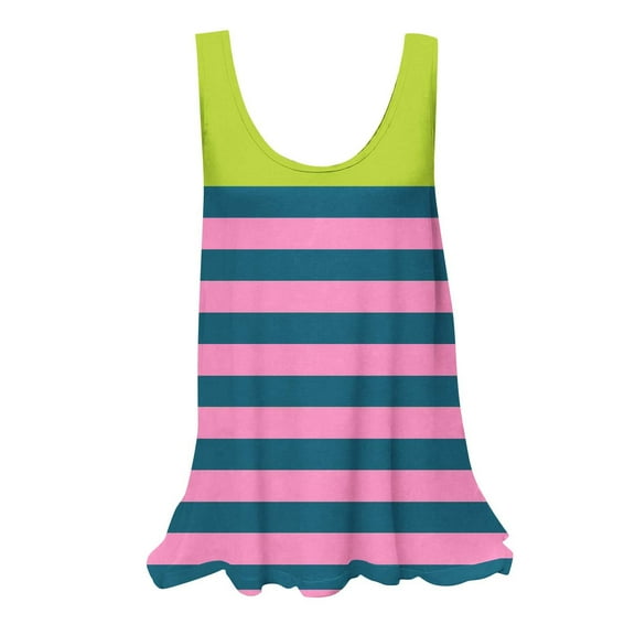 DJskiyers Women Tank Tops 2025 Summer Sleeveless Blouse Crew Neck Casual Loose Fit Flowy Shirts Printed Beach Travel Blouse