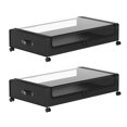 thumbnail image 2 of Contenedor de almacenamiento de contenedor de almacenamiento en la tapa transparente a prueba de polvo con ruedas para zapatos Toalla Organización de Cuadrado negro, 2 of 8