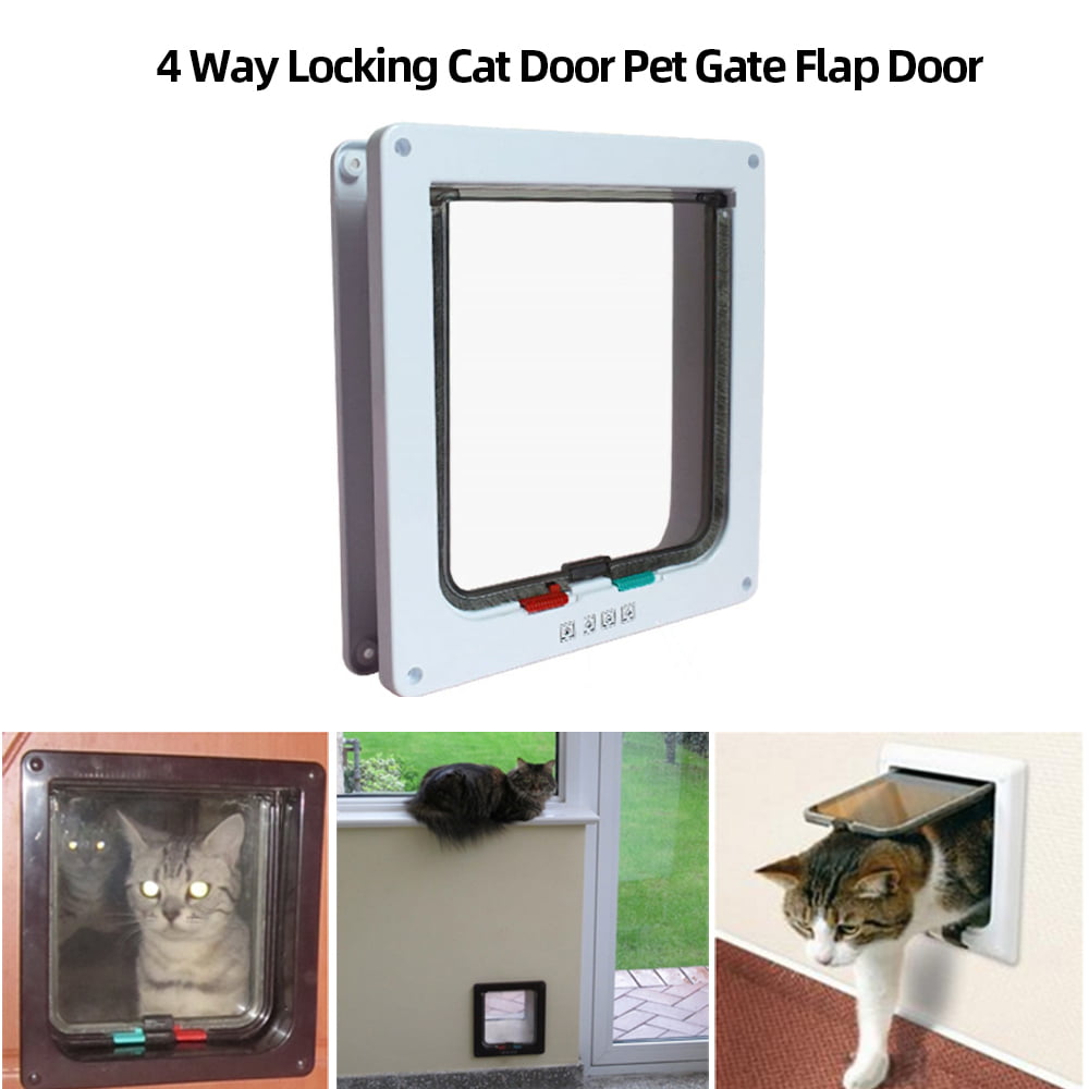 Coffee Color 7.9 x 7.9 x 1.2 inch Square PP Controllable Switch Pet Door 4 Way Locking Waterproof Pets Doors for Dogs Puppy Cats Kittens Cat Dog Flap Door