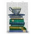 thumbnail image 2 of Fab Funky 20x24 Black Ornate Wood Framed with Double Matting Museum Art Print Titled - Teacup and Books, 2 of 4