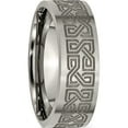 thumbnail image 4 of Titanium Brushed Greek Key Laser Design 8mm Flat Band (Size 11) Made In China tb33e-11, 4 of 5