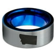thumbnail image 2 of Tungsten Montana The Treasure State Band Ring 8mm Men Women Comfort Fit Blue Flat Cut Brushed Gray Polished, 2 of 4