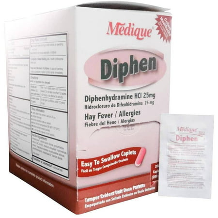 Medique Diphen Tablets - Hay Fever & Other Respiratory Allergies Relief 400 Caplets/2 Boxes