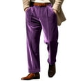 thumbnail image 3 of SROBPTY Plus Size Mens Pants, Dress Pants for Men, Men's Casual Solid Color Velvet Business Dress Pants with Pockets Purple,L, 3 of 5
