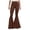 Coffee, variant on Women High Waisted Flare Pants Solid Color Fashion Pleated Bottoms Grey for Size L