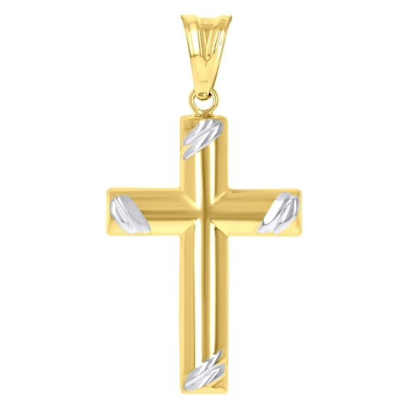 14k Two-tone Gold Mens Cross Religious Charm Pendant Pendant Necklace for Men