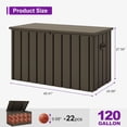 thumbnail image 5 of PURPLE LEAF Outdoor Deck Box 120 Gallon Waterproof Lockable Storage Box Container with Lid Deck Organization for Patio Cushions Side Table Pool Accessories Garden Tools, Brown, 5 of 13