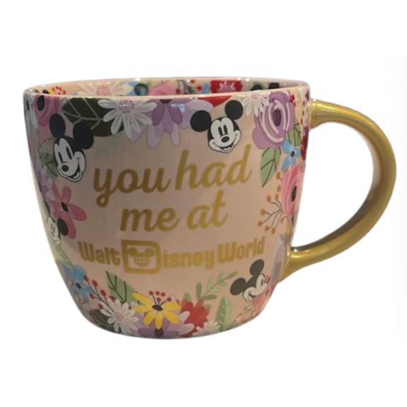 Disney Parks Mickey Mouse You Had Me At WDW Floral Coffee Mug New With Tag