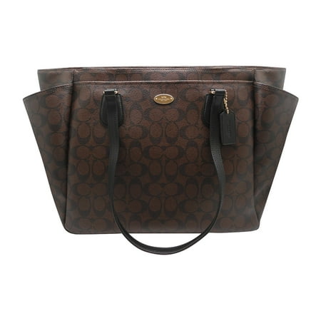 Coach F35414 Baby Diaper Bag In Signature Canvas Brown Black