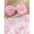 thumbnail image 4 of Bagilaanoe Newborn Easter Outfits Baby Girl Rompers Dress Print Short Sleeve Bodysuits + Headband 3M 6M 9M 12M 18M Infant Patchwork A-line Dresses, 4 of 9