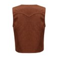thumbnail image 2 of Manyakai Kids Cowboy Cowgirl Costume Vest Halloween Carnival Sleeveless Open Front Tassel Waistcoat Brown 16, 2 of 7